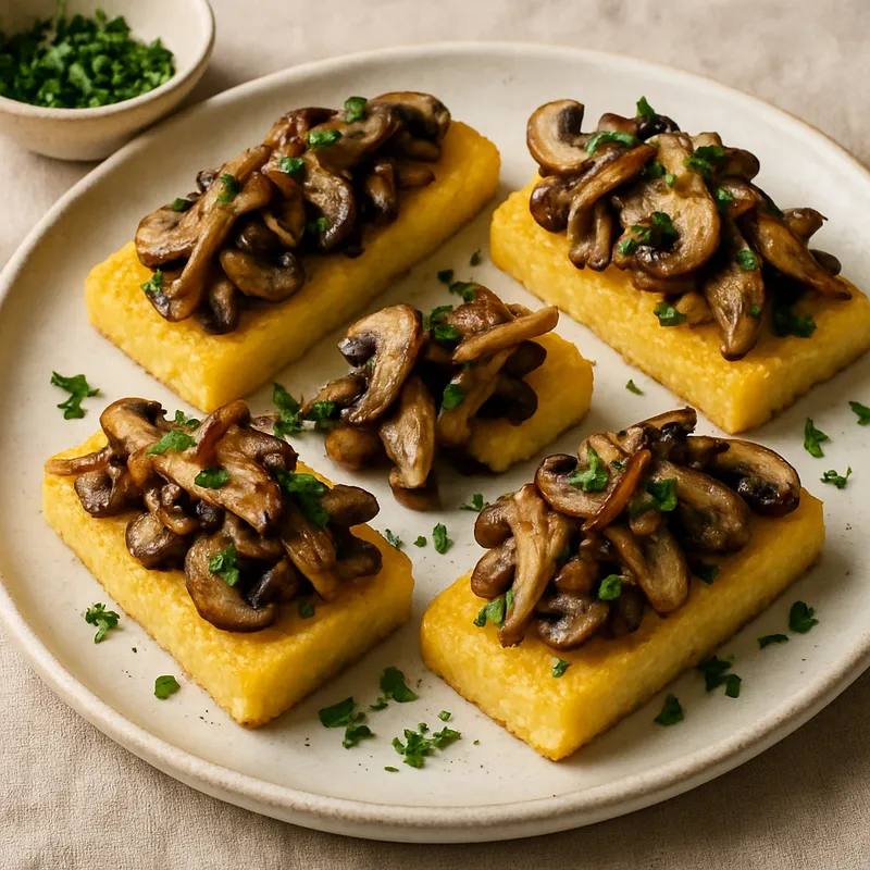 Polenta-Crostini mit Pilzen