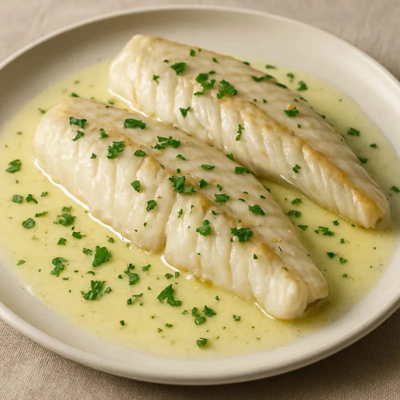 Seelachs mit weißer Buttersauce