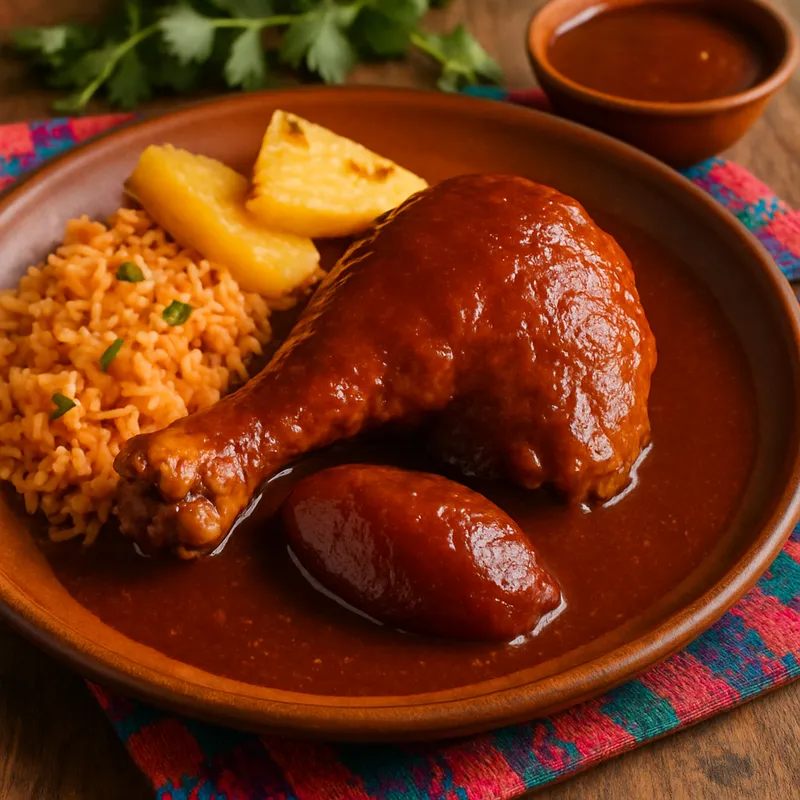 Pollo en Mole Manchamanteles (Hähnchen in Manchamanteles-Mole)
