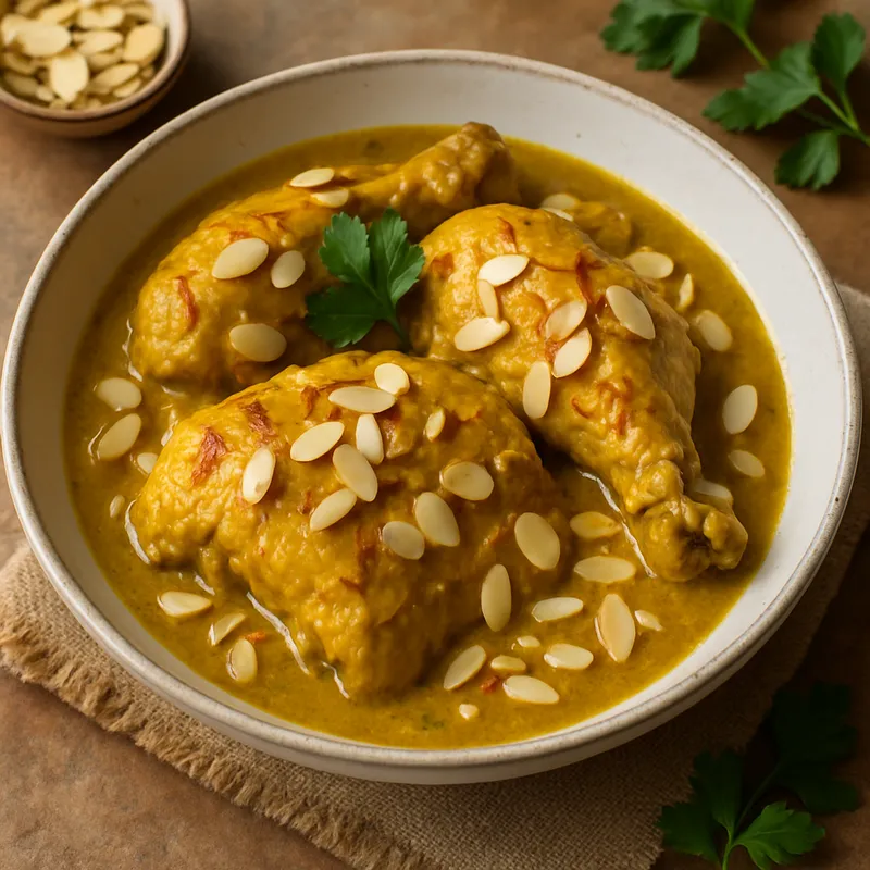 Pollo en Pepitoria (Hähnchen in Mandel-Safran-Sauce)