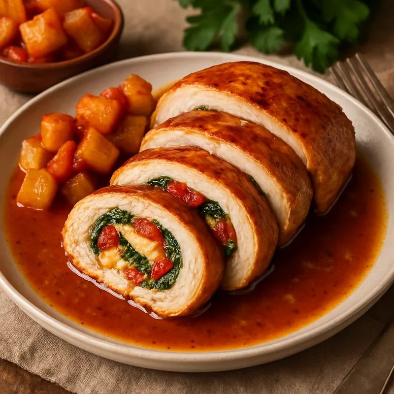 Pollo Relleno (Gefülltes Hähnchen auf spanische Art)