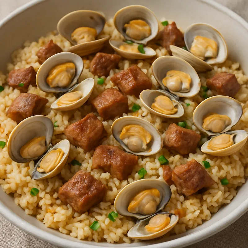 Reis mit Schweinefleisch und Muscheln