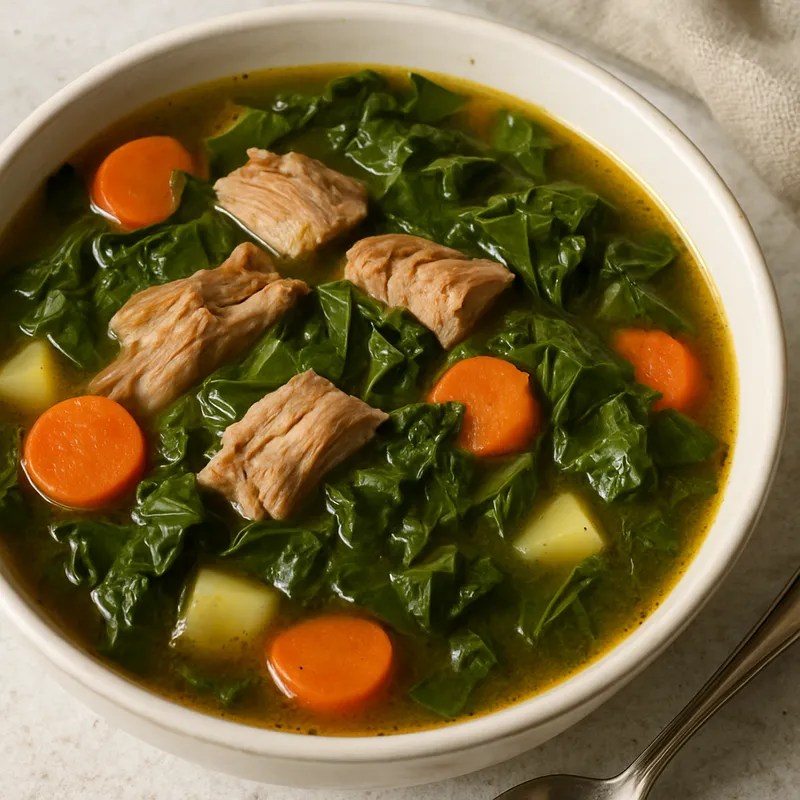 Schweinefleisch-Suppe mit Grünkohl