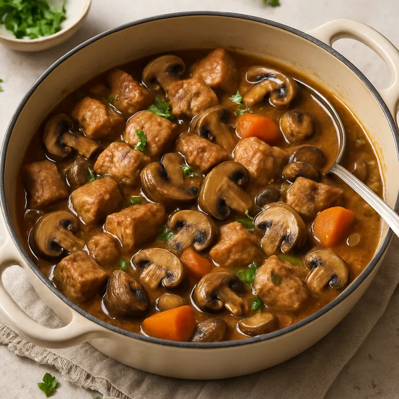 Schweinefleisch-Pilz-Auflauf