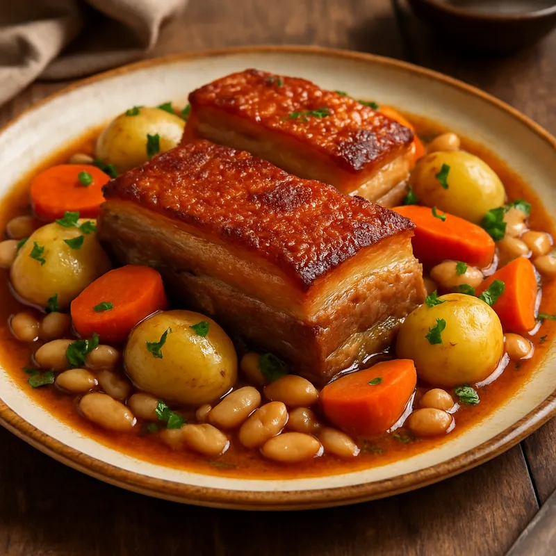 Schweinebauch Confit auf Portugiesische Art