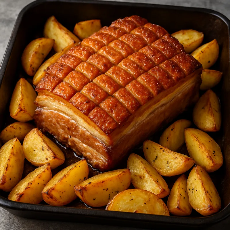 Schweinebauch mit Ofenkartoffeln