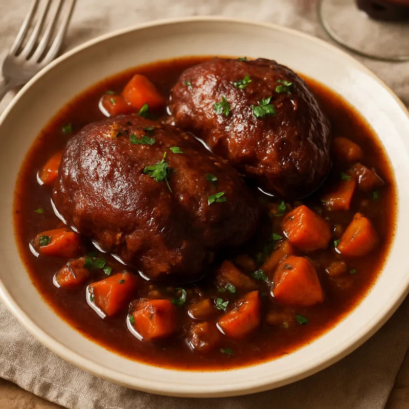 Geschmorte Schweinebacken in Rotwein