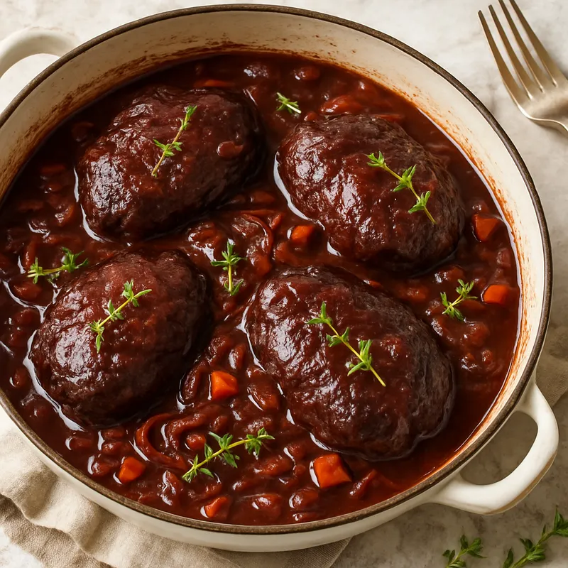 Schweinebacken in Rotwein