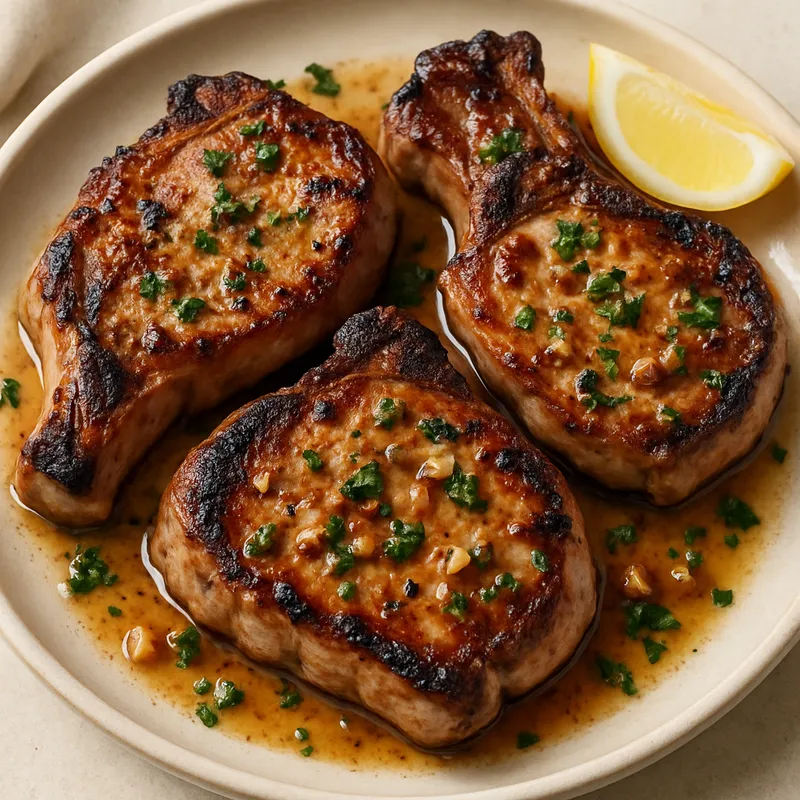 Schweinekoteletts mit Knoblauch-Wein-Marinade