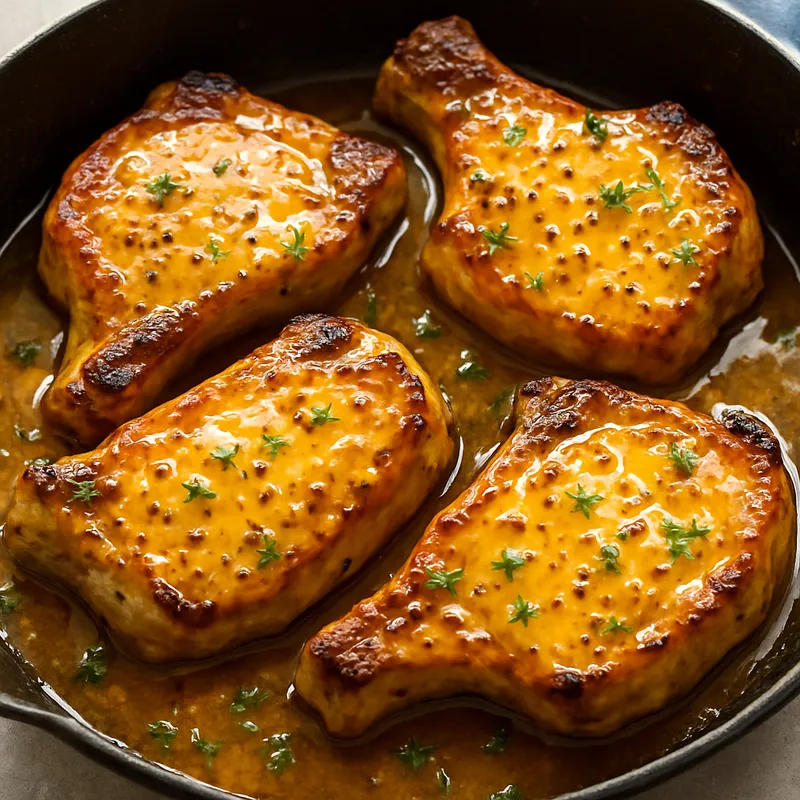 Schweinekoteletts mit Senf und Honig