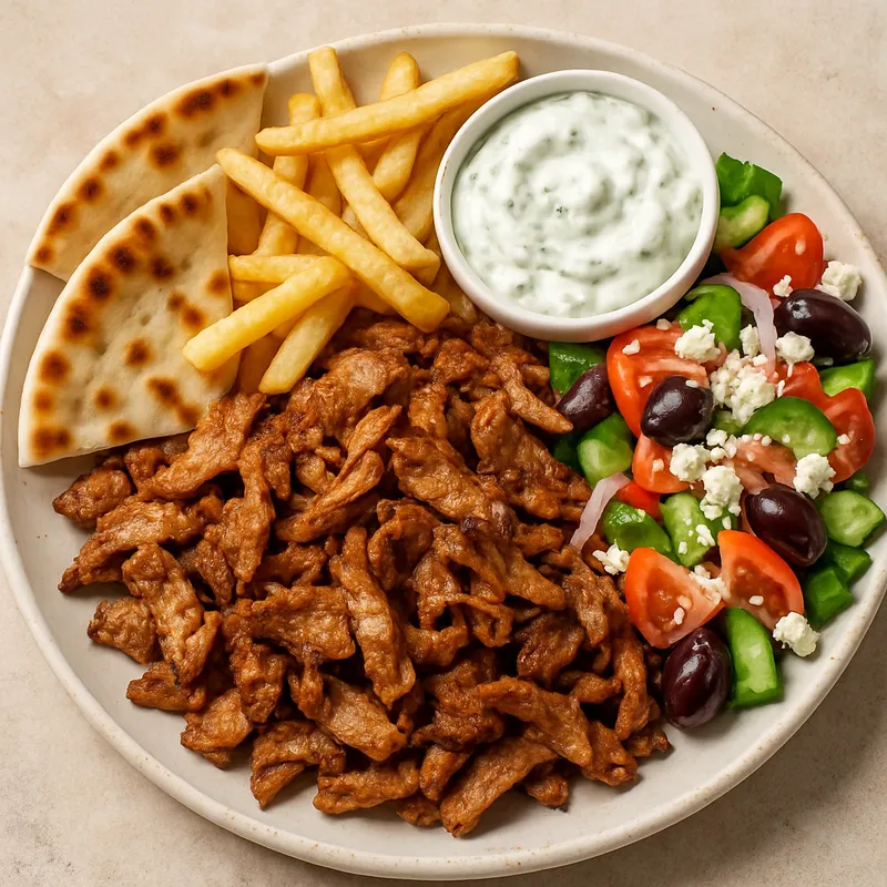 Schweinefleisch-Gyros-Platte