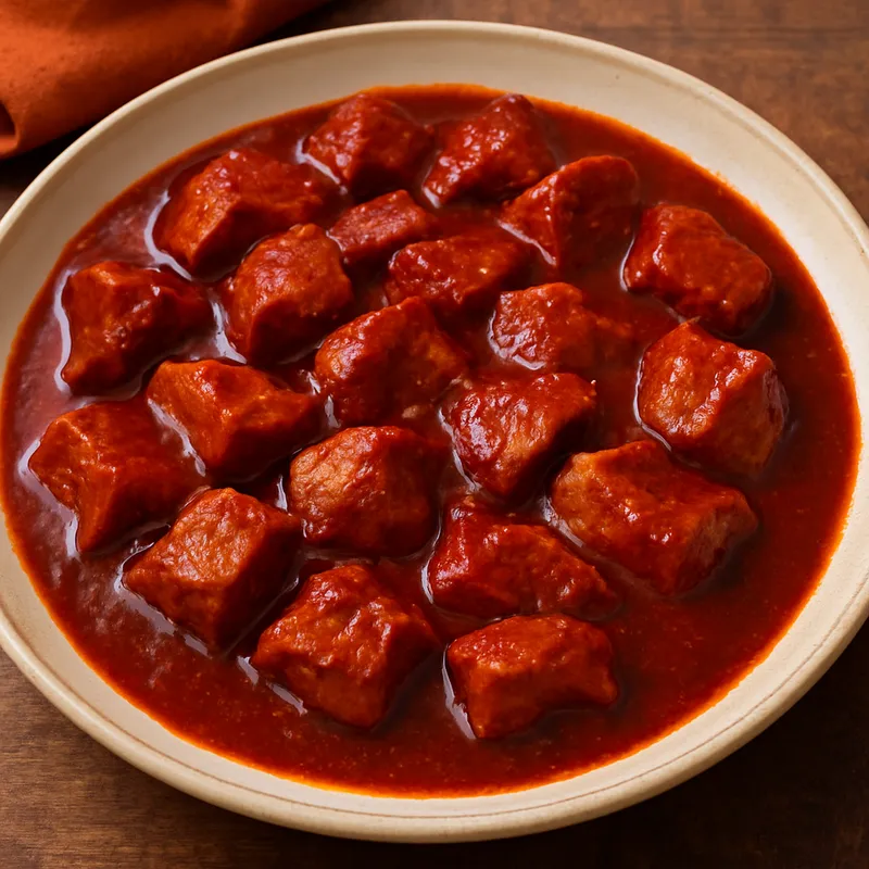 Schweinefleisch in roter Chilisauce