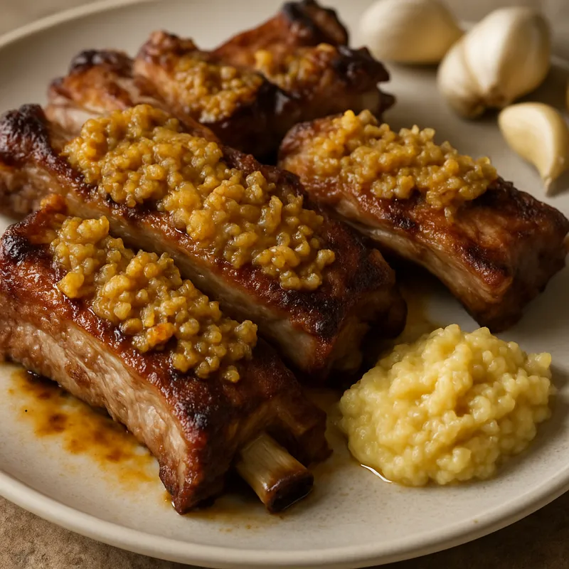 Schweinerippchen mit Knoblauchpaste