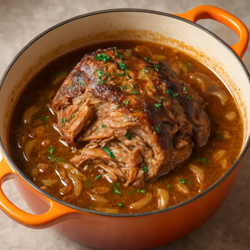 Schweineschulter in Bier geschmort