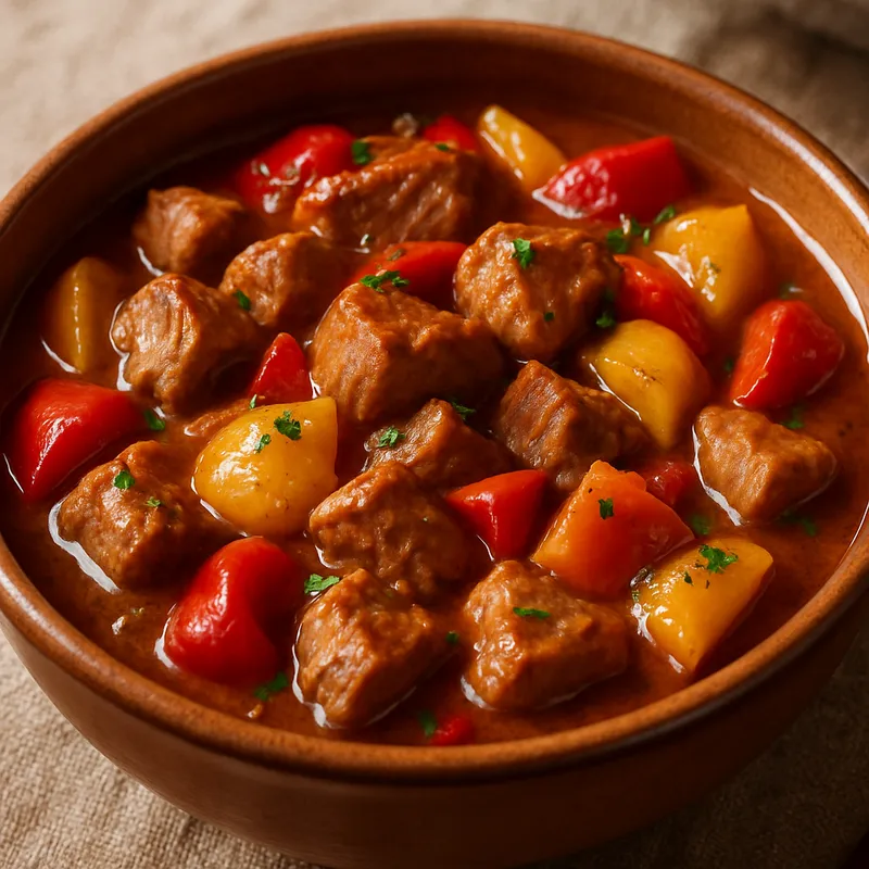Schweineeintopf mit Paprika