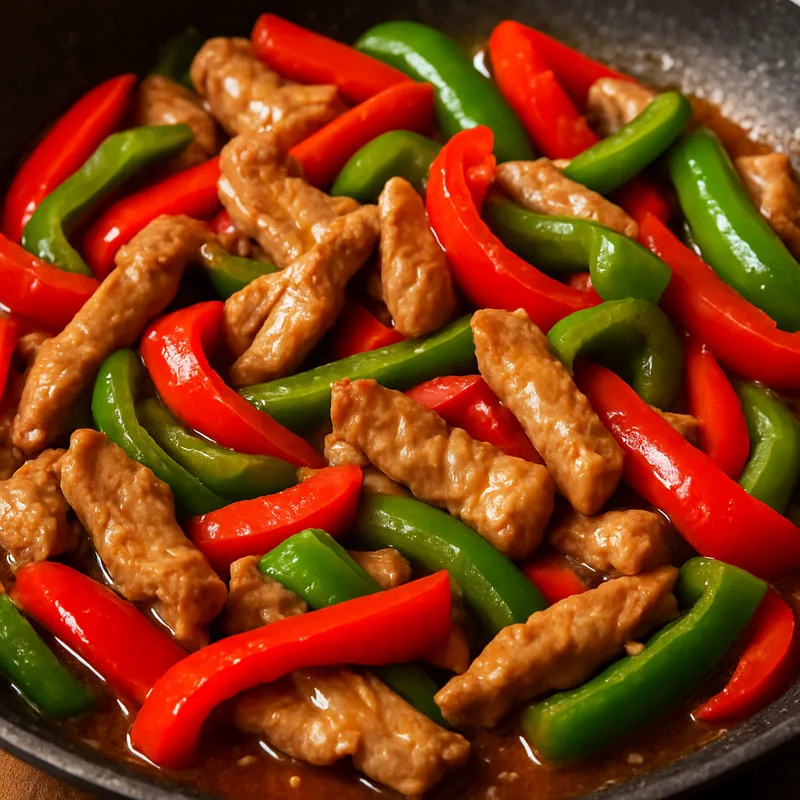 Schweinefleisch-Pfanne mit Paprika