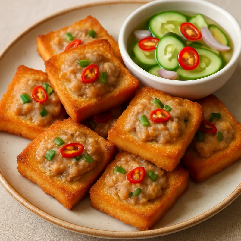 Schweinefleisch-Toast Khanom Pang Na Moo (Thailändischer Schweinefleisch-Toast)