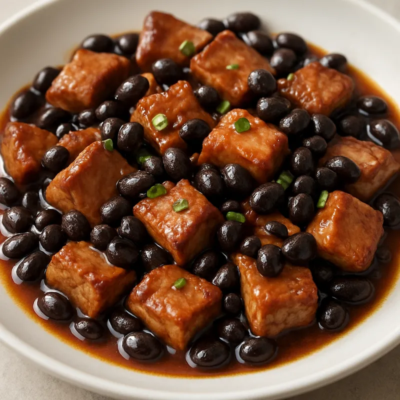 Schweinefleisch mit schwarzen Bohnen