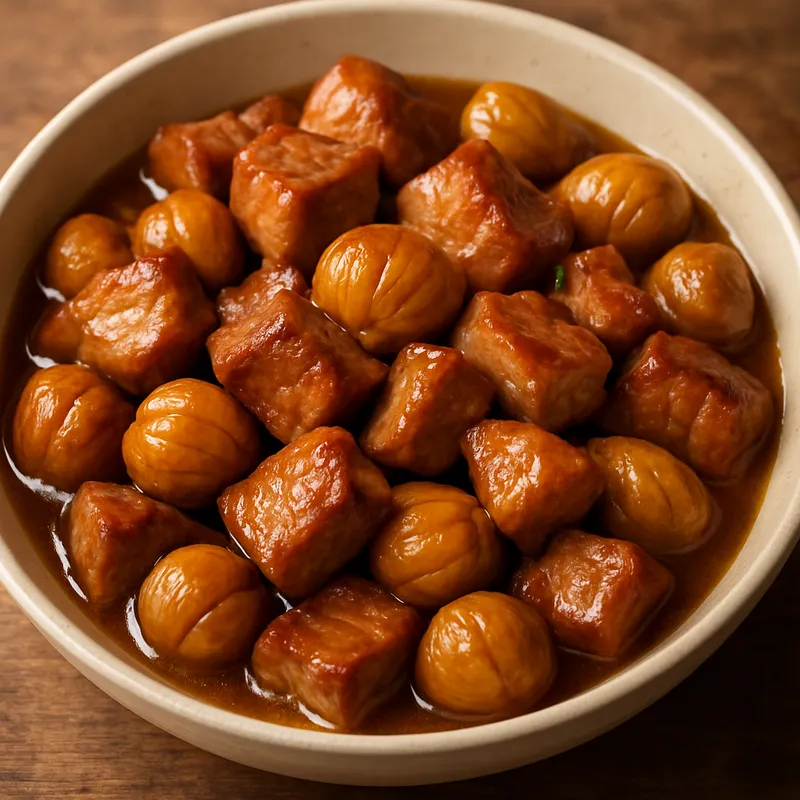 Schweinefleisch mit Maronen