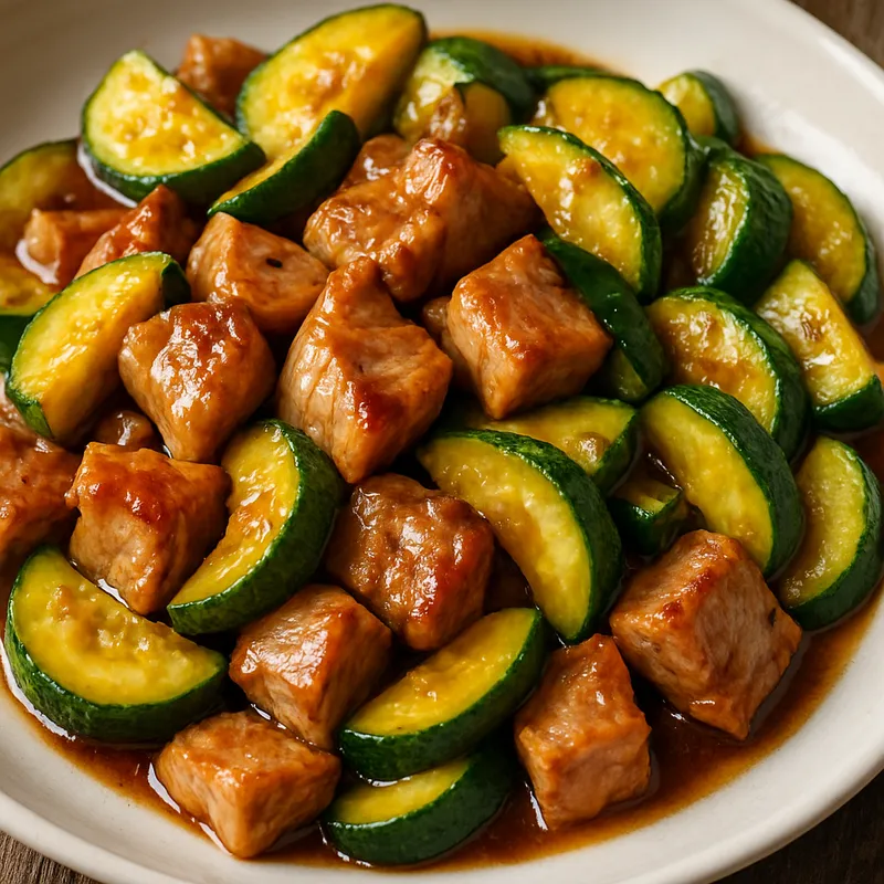 Schweinefleisch mit Zucchini