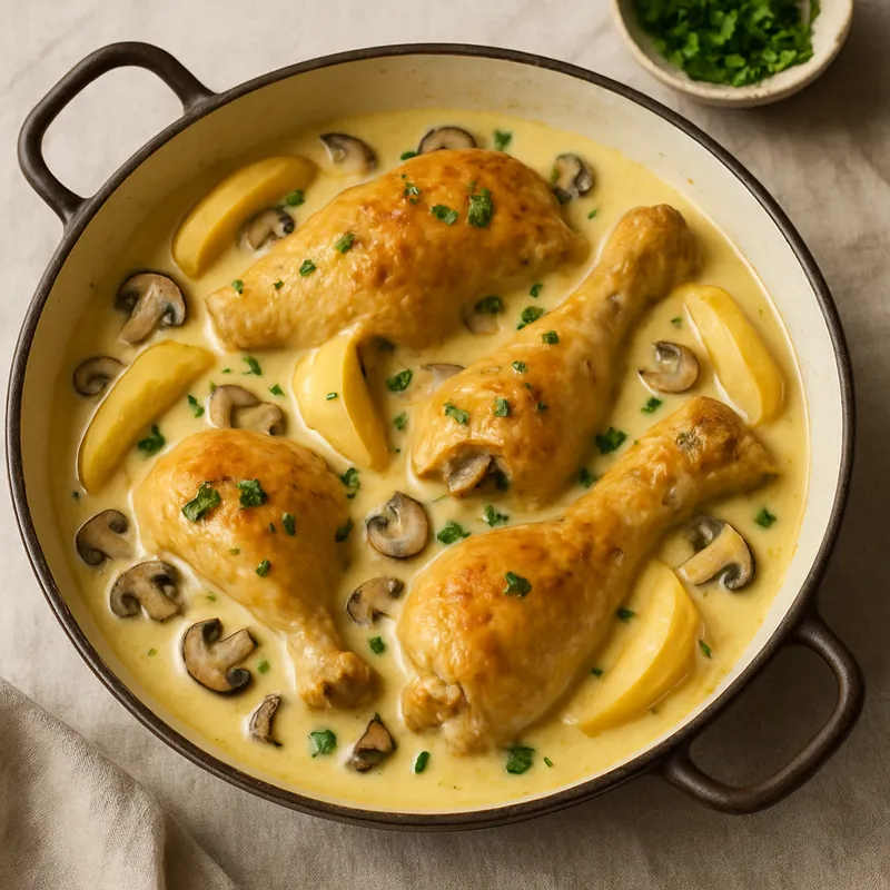 Poulet Vallée d'Auge (Sahne und Cidre)