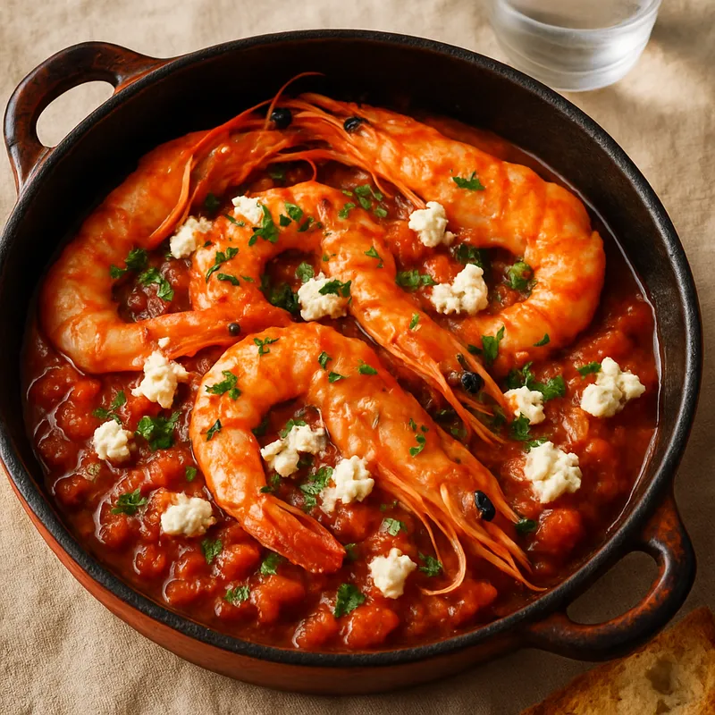 Garnelen-Saganaki mit Ouzo
