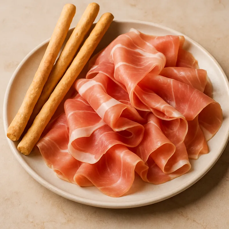 Prosciutto di Parma mit Grissini (Parmaschinken mit Brotstangen)