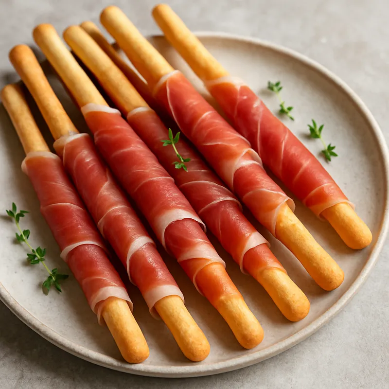 Prosciutto-umwickelte Grissini (Prosciutto-umwickelte Brotstangen)