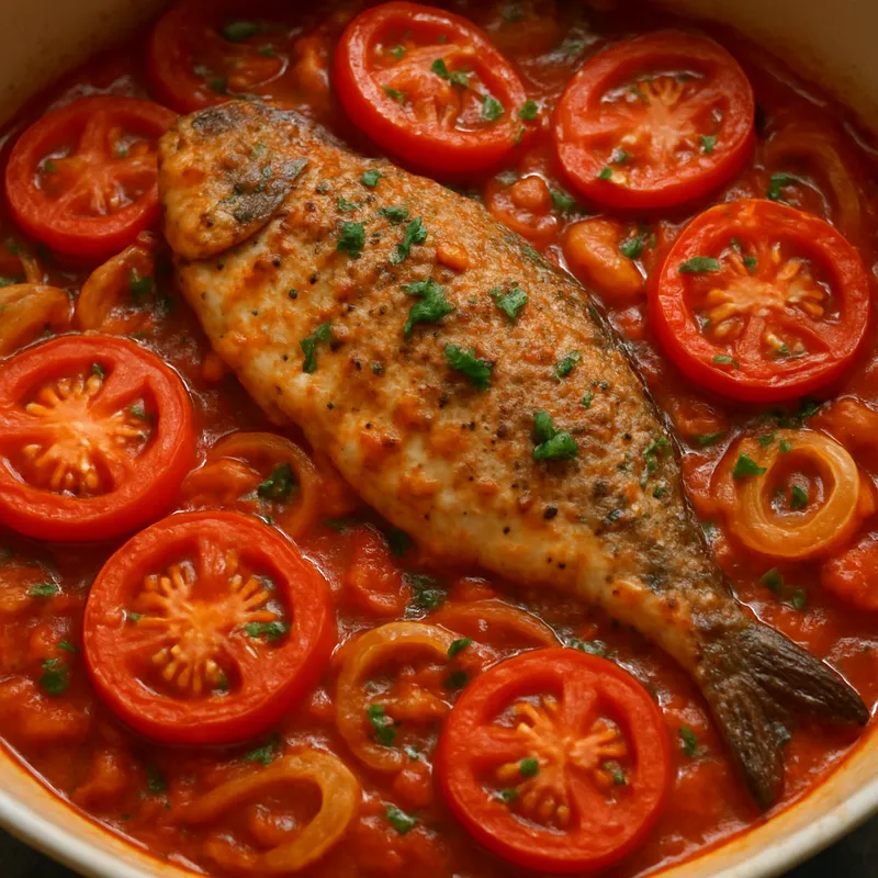 Psari Plaki (Gebackener Fisch mit Tomaten)