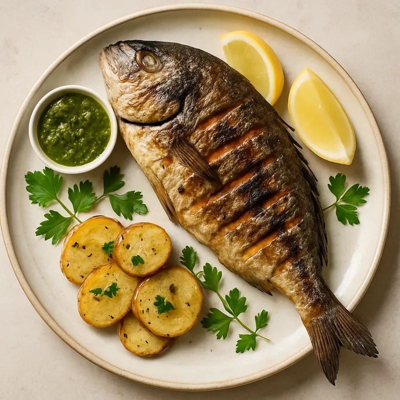 Psari Scharas (Gegrillter ganzer Fisch)
