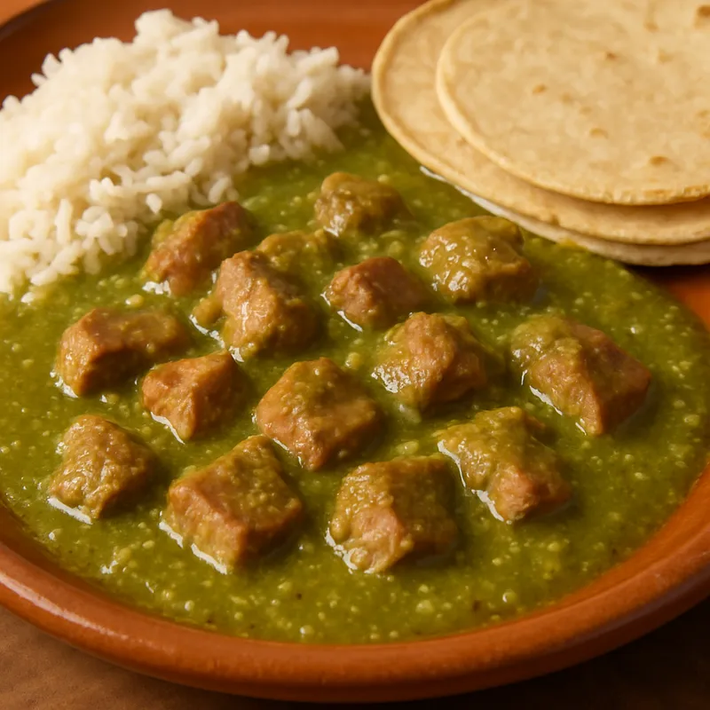 Puerco En Salsa Verde (Schweinefleisch in grüner Sauce)