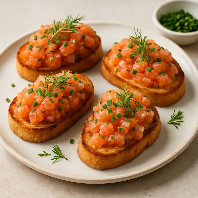 Räucherlachs-Tartar auf Crostini