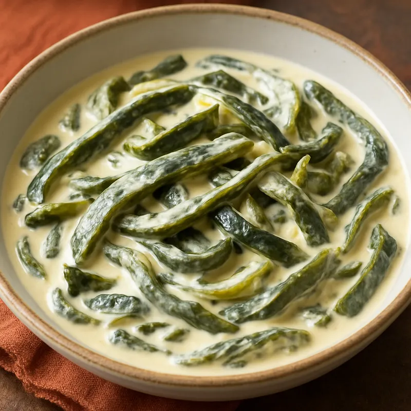 Rajas con Crema (Poblano-Streifen in Sahnesauce)