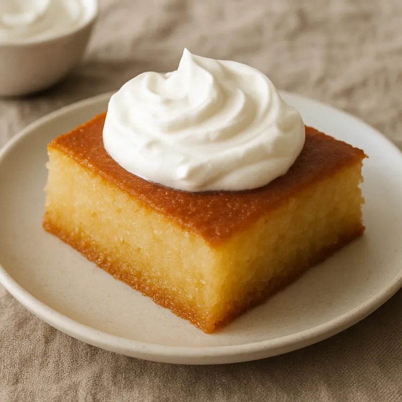 Ravani mit Sahne (Grießkuchen mit Sahne)