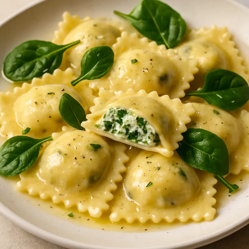 Ravioli mit Ricotta und Spinat