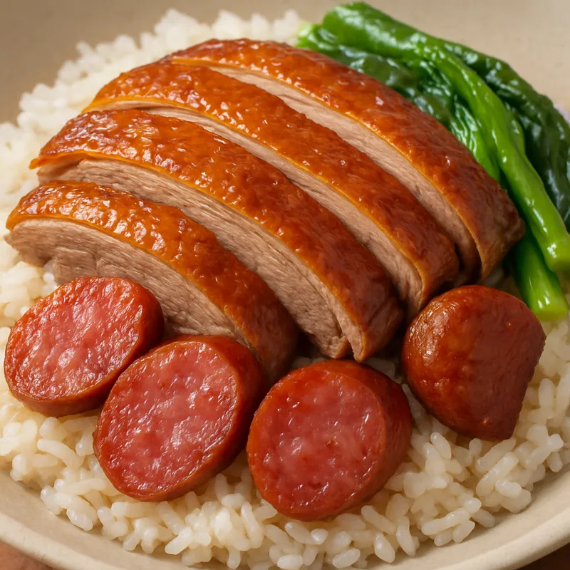 Reis mit Ente und Wurst