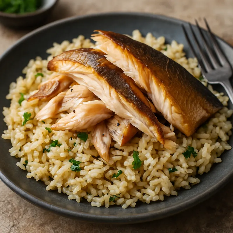 Reis mit Räucherfisch