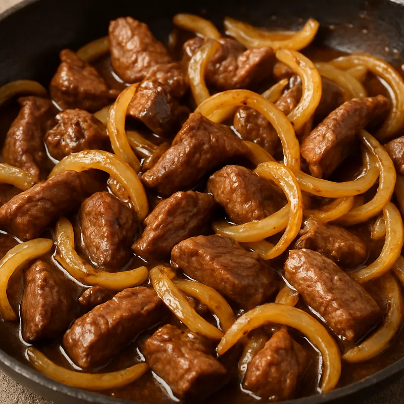 Rinderfiletspitzen mit Zwiebeln