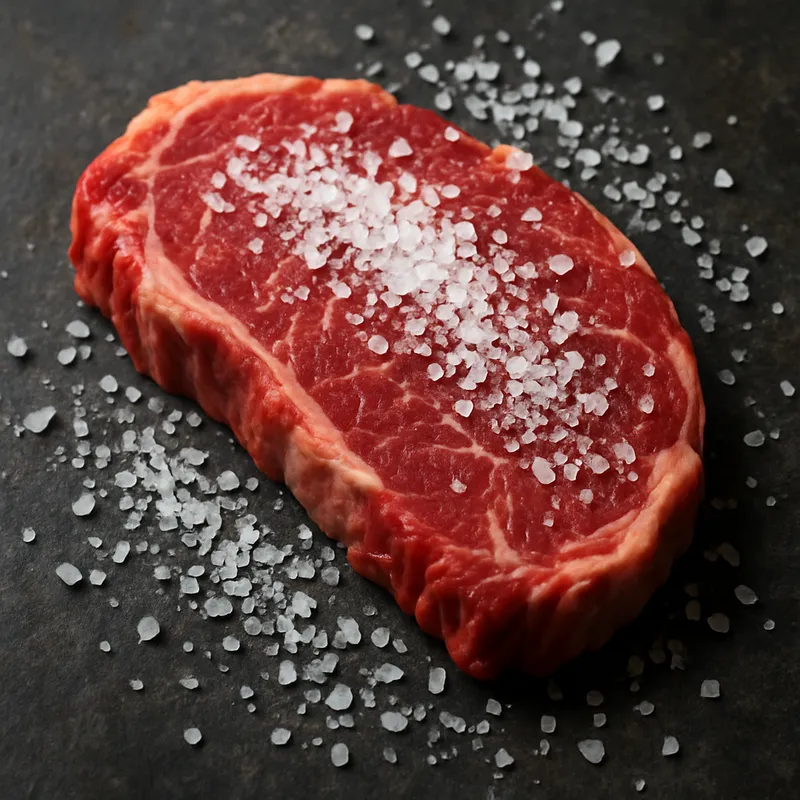 Rindfleisch mit grobem Salz
