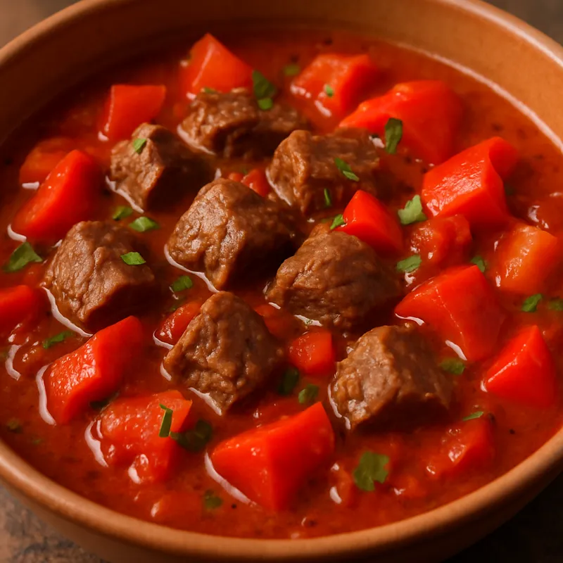 Rindfleischeintopf mit Tomaten und Paprika