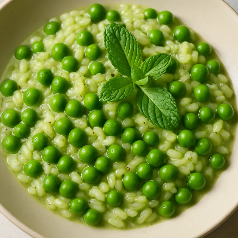 Risotto mit Erbsen und Minze