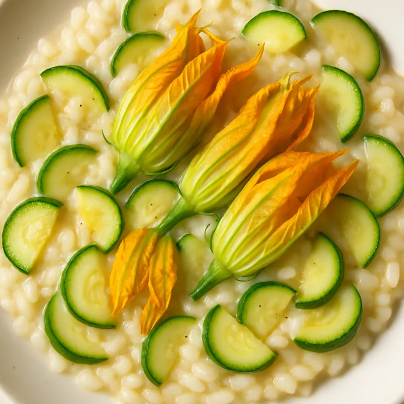 Risotto mit Zucchini und Zucchiniblüten
