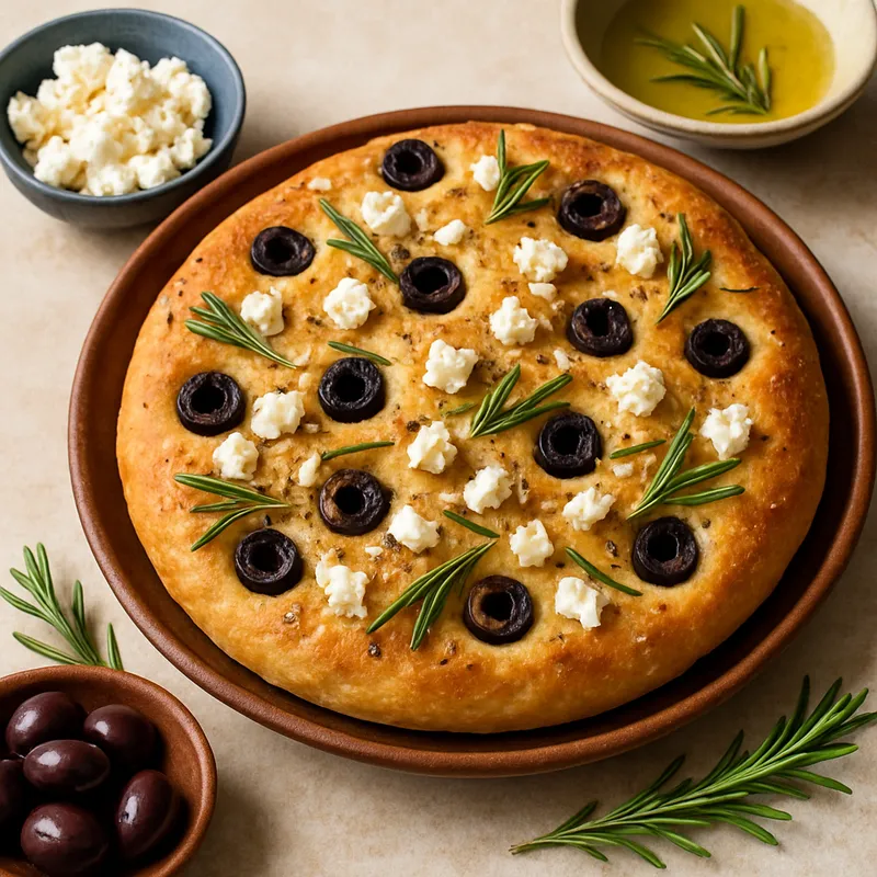 Rosmarin-Focaccia auf griechische Art