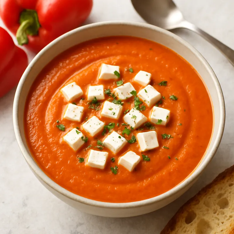 Rote-Paprika-Suppe mit Feta
