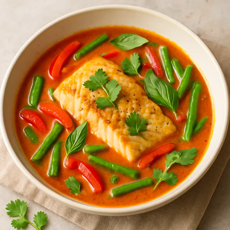 Rotes Curry mit Fisch