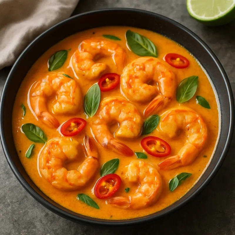 Rotes Curry mit Garnelen