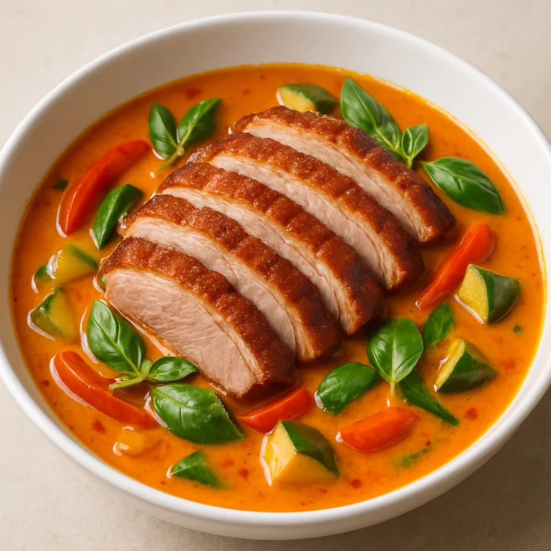 Rotes Curry mit gebratenem Enten