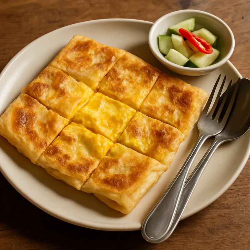 Roti Khai (Gebratenes Ei-Roti)