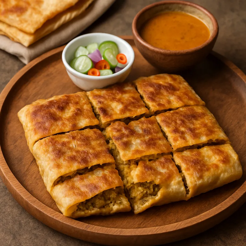 Roti Mataba (Gefülltes Fladenbrot aus dem Süden)