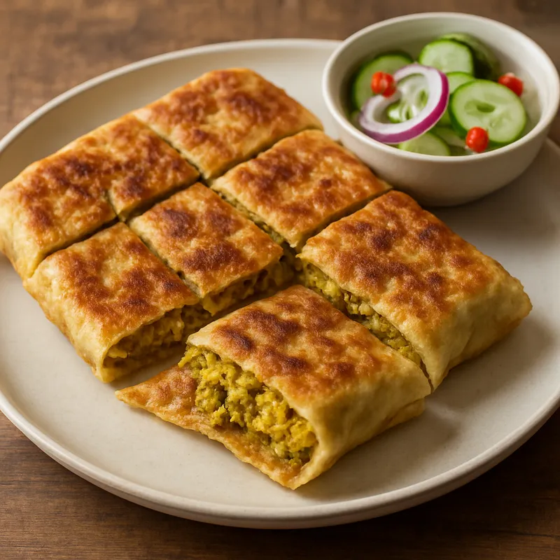 Roti Mataba (Gefülltes gebratenes Fladenbrot)
